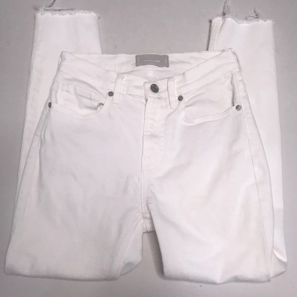 EVERLANE White Raw Ankle Hem Skinny Jeans